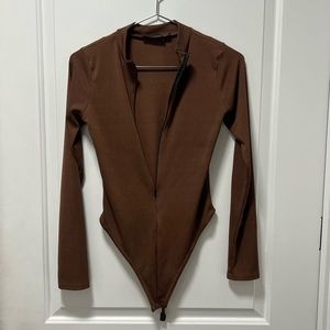 PLT Long Sleeve Bodysuit - Brown